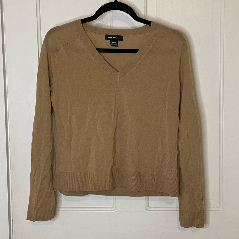 Club Monaco Wool V-Neck Sweater Layering Neutral Capsule Wardrobe Minimalist